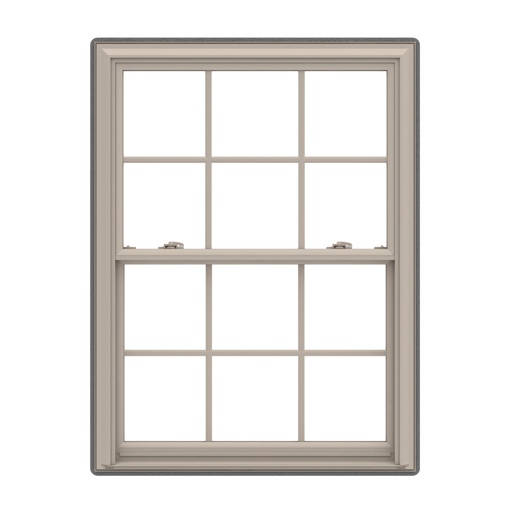 Pella 150 Series 35-1/2-in x 37-1/2-in Fossil Fossil Vinyl Replacement Double Hung Window Low-E argon Double Pane Glass with Grids (Full Screen Included)