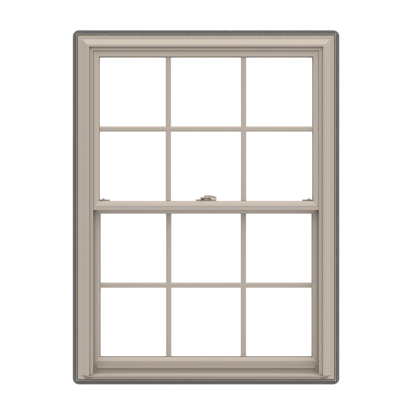 Pella 150 Series 27-1/2-in x 37-1/2-in Fossil Fossil Vinyl Replacement Double Hung Window Low-E argon Double Pane Glass with Grids (Full Screen Included)