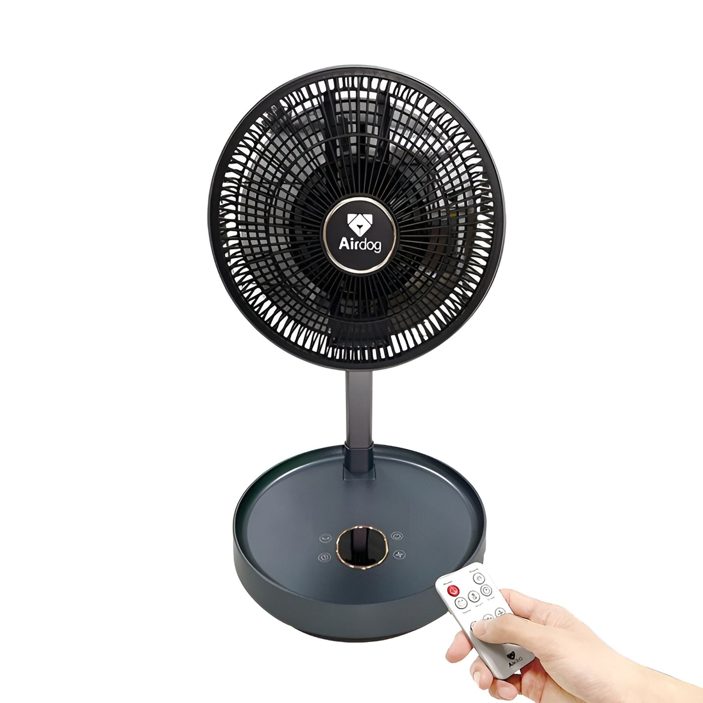 Airdog 11.65-in 12-Volt 12-Speed High Velocity Indoor/Outdoor Black Oscillating Floor Fan with Remote F10