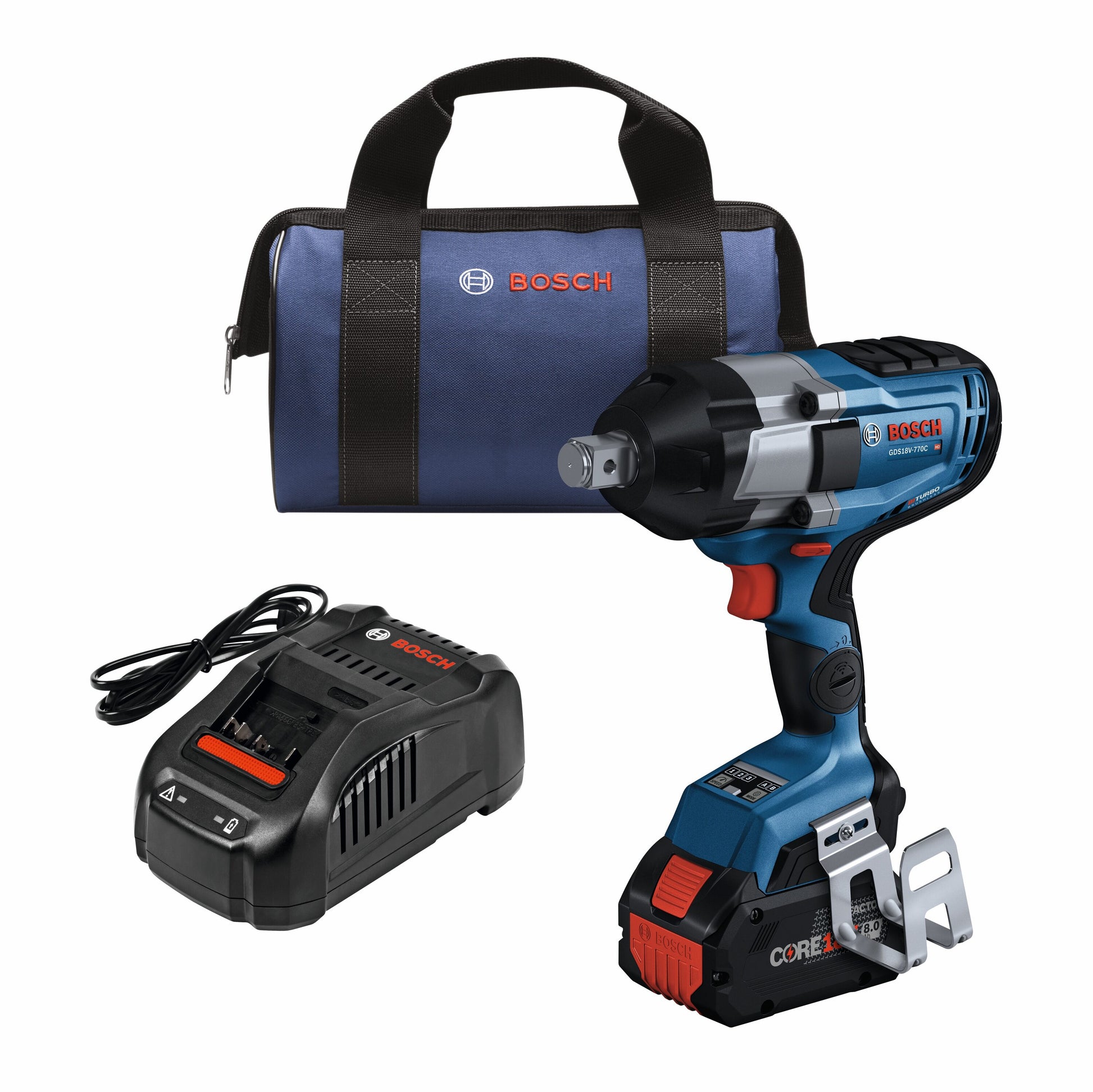 Bosch 8-Amp 18-volt Variable Speed Brushless 3/4-in square Drive Cordless Impact Wrench (Battery Included) GDS18V-770CB14