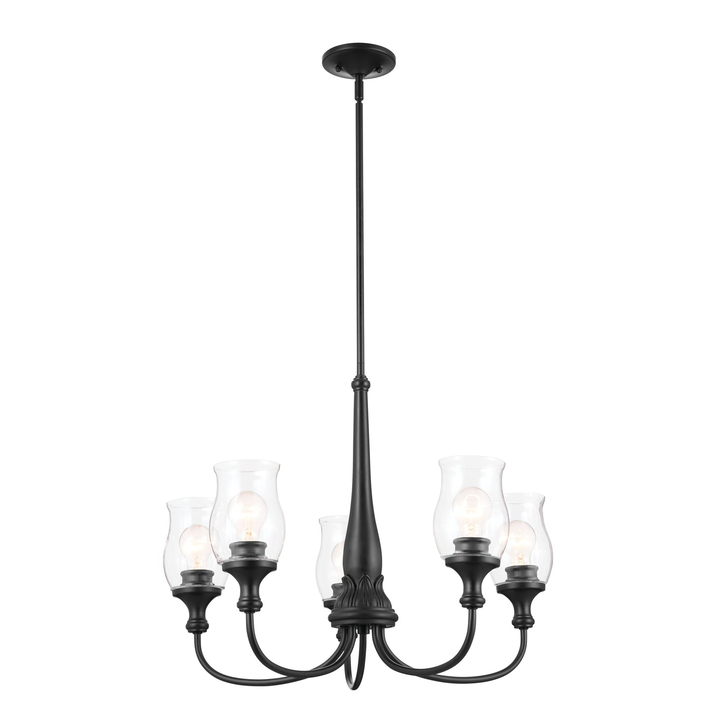 Kichler Melis 5 -Light Brushed Black Farmhouse For Use in Bedrooms, Dining Rooms, Foyers, Kitchens, Living Rooms Chandelier