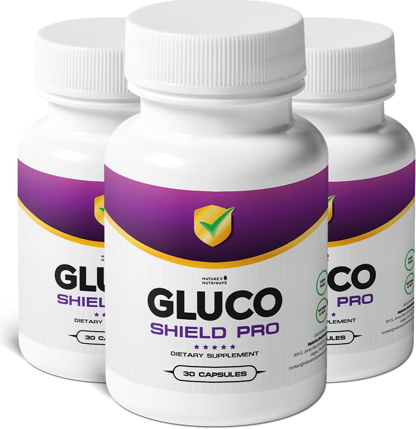 GlucoShield Pro - Natural Supplement with Vitamins B1, B2, B6, Magnesium, Zinc & Calcium | Non-GMO, Stimulant-Free, Easy-to-Take | Made in The USA, GMP-Certified | 30 Capsules, 3 Month Supply
