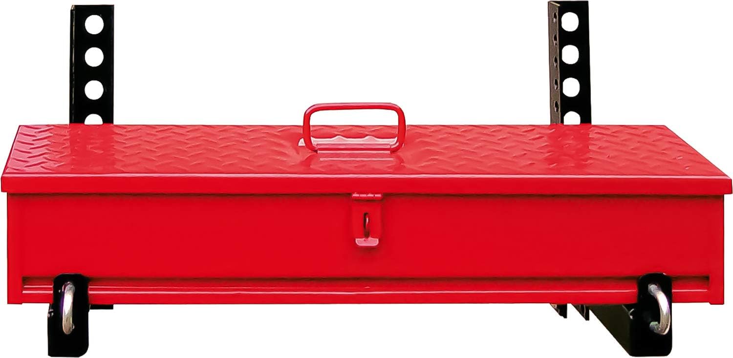LARIN MTB-28R Red 28" Tractor Metal Tool Box, Heavy Duty Steel, Diamond Tread Lid, Univerasal mounting