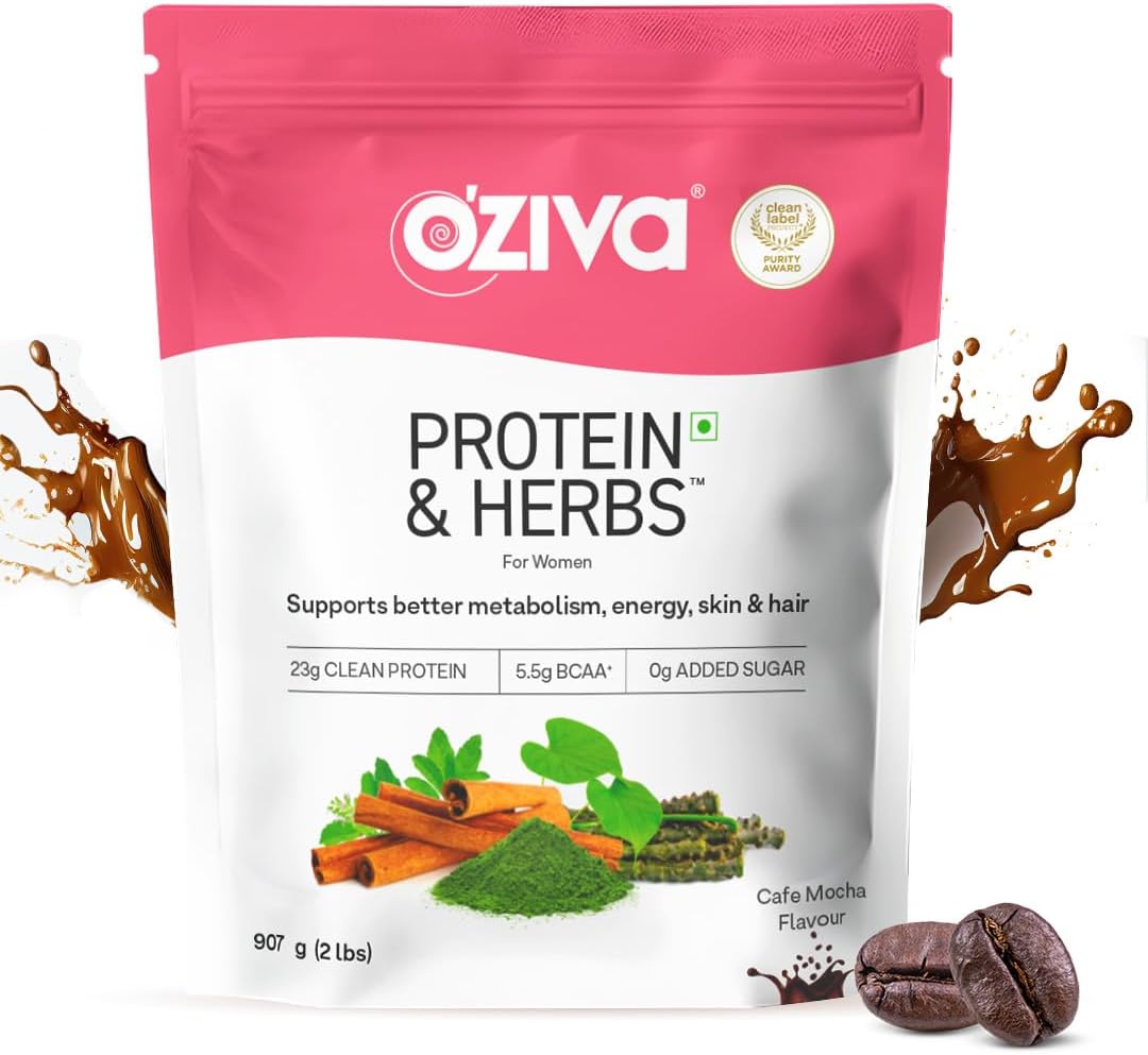 Protein & Herbs Whey Protein with Ayurvedic Herbs for Women, Cafe Mocha, 31 Servings, 0g Added Sugar