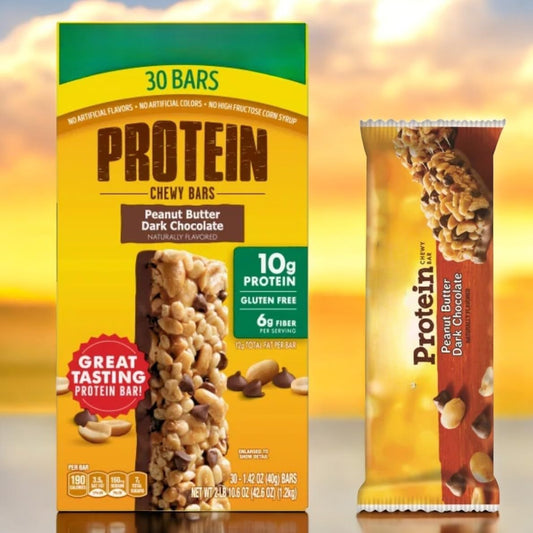 Protein Bar – Peanut Butter Dark Chocolate, 30-Count – 10g Protein, Gluten-Free
