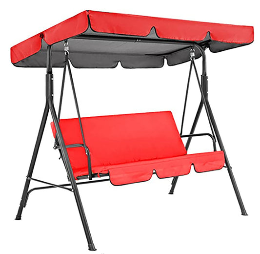 VEIKOUS 3-person Red Wood Outdoor Swing