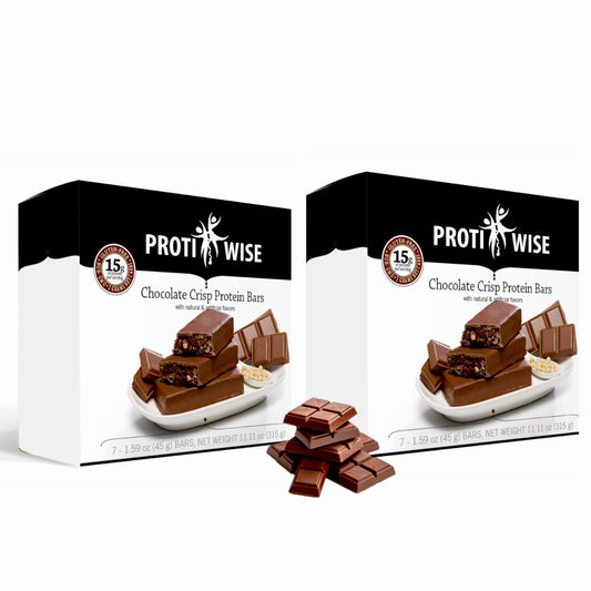 Protiwise High Protein Nutrition Bar | Chocolate Crisp | 15g Protein Bar | Meal Replacement Bar | Gluten Free, Low Fat, Low Sugar, Keto-Friendly | Crush Cravings | 2 Box Pack (7/Box)