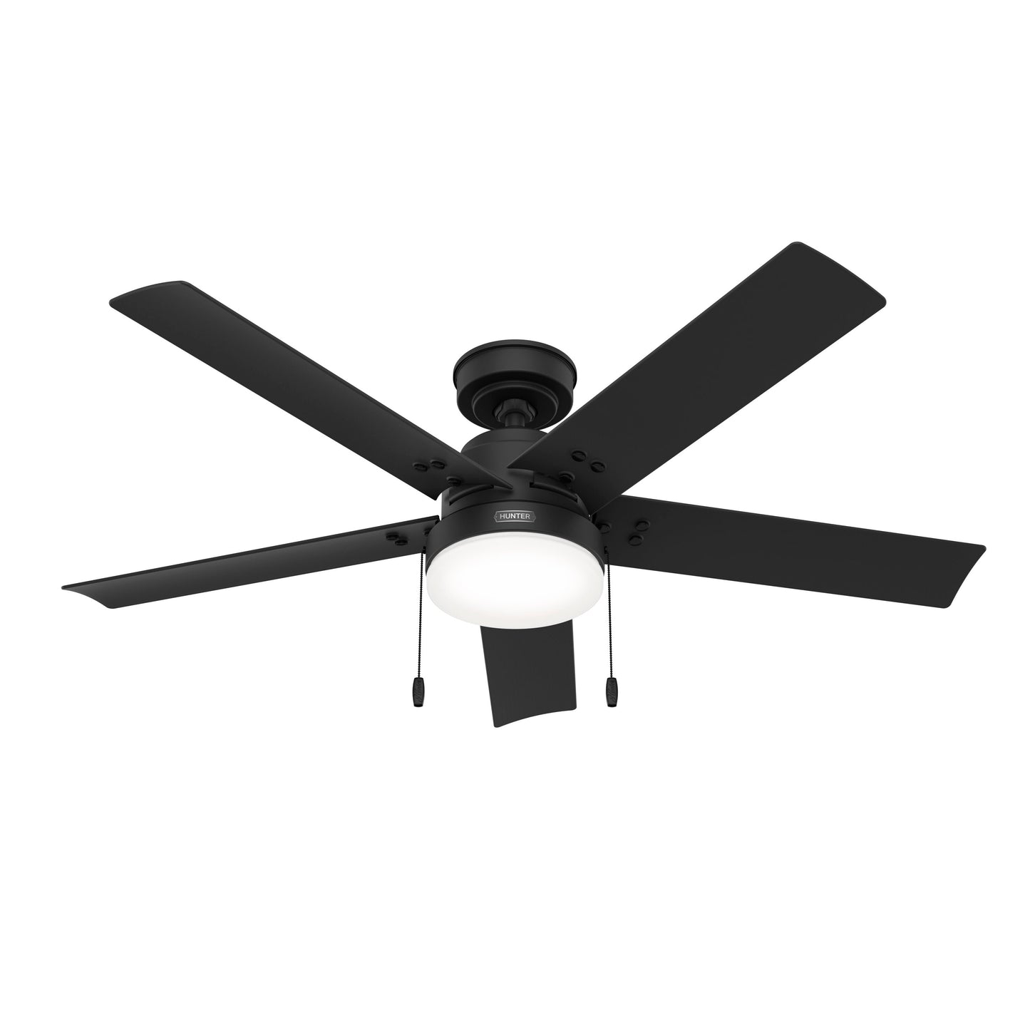 Hunter Sea Point WeatherMax 52-in Outdoor Matte Black with Matte Black Blades Ceiling Fan With Light ( 5 -Blade ) 5281434