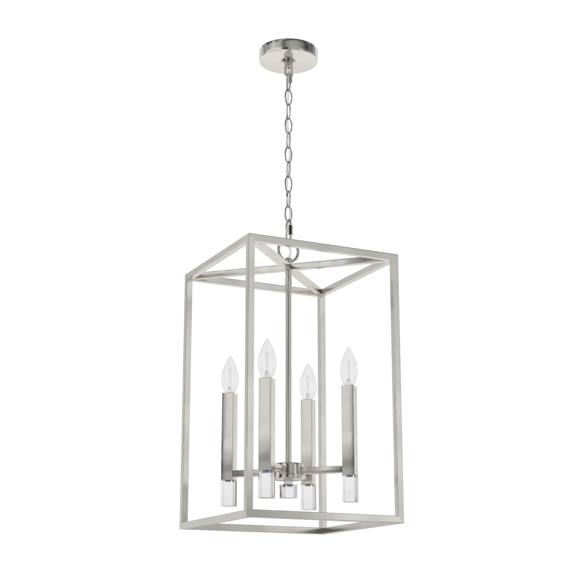 Hunter Sunjai 4 -Light Brushed Nickel Traditional Lantern Medium Hanging Kitchen island light 5281642
