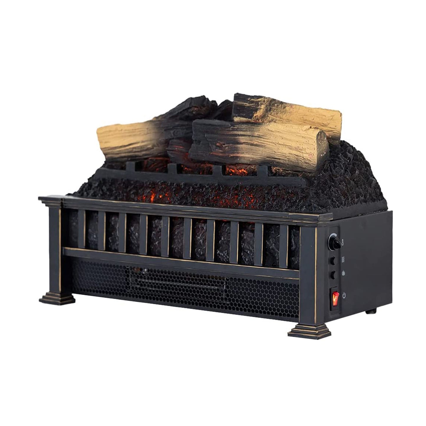 Country Living 20.5-in W 4776-BTU Black Electric Fireplace Logs with Heater and Thermostat Remote Control Included CL-LS-697-3