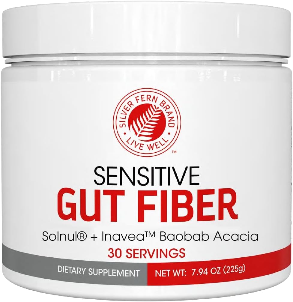 Sensitive Gut Fiber Supplement - Each Tub = 30 Scoops = 30 Day Supply - 6 Grams of Dietary Fiber Per Serving - with Galactomannan Guar Fiber, Baobab Fruit Powder (1 Tub)