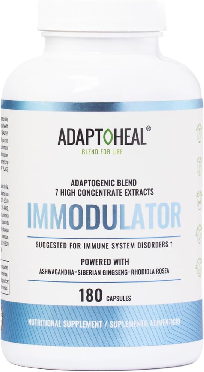 ADAPTOHEAL Immodulator - Adaptogenic Supplement for Well-Being, with Ginseng, Ashwagandha, Reishi Mushroom - Supports Stress Response, Mood Balance and Immune System Function (180 Capsules\/700 mg)