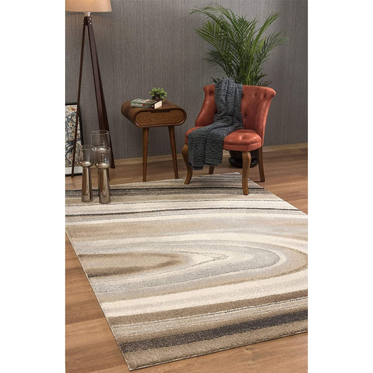 HomeRoots 5 x 7 (ft) Cream Rectangular Indoor Abstract Area rug