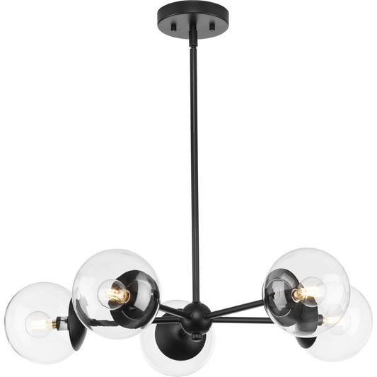 Progress Lighting Atwell 5 -Light Matte Black Mid-century For Use in Bedrooms, Dining Rooms, Foyers, Kitchens, Living Rooms Chandelier