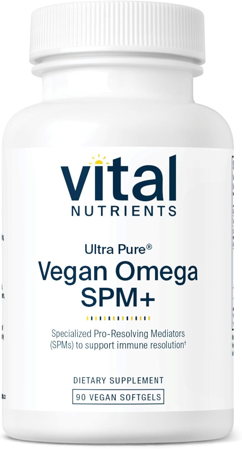 Vital Nutrients Ultra Pure® Vegan Omega SPM+ | Vegan Specialized Pro-Resolving Mediators (SPM) Omega-3 Supplement | Minor Joint Discomfort Relief* | Gluten, Dairy, Soy Free, Non-GMO | 90 Mini Softgels
