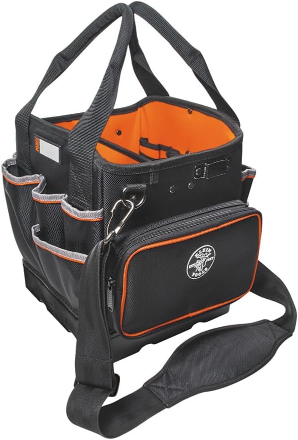Klein Tools 5541610-14 Tool Bag with Shoulder Strap Has 40 Pockets for Tool Storage and Orange Interior