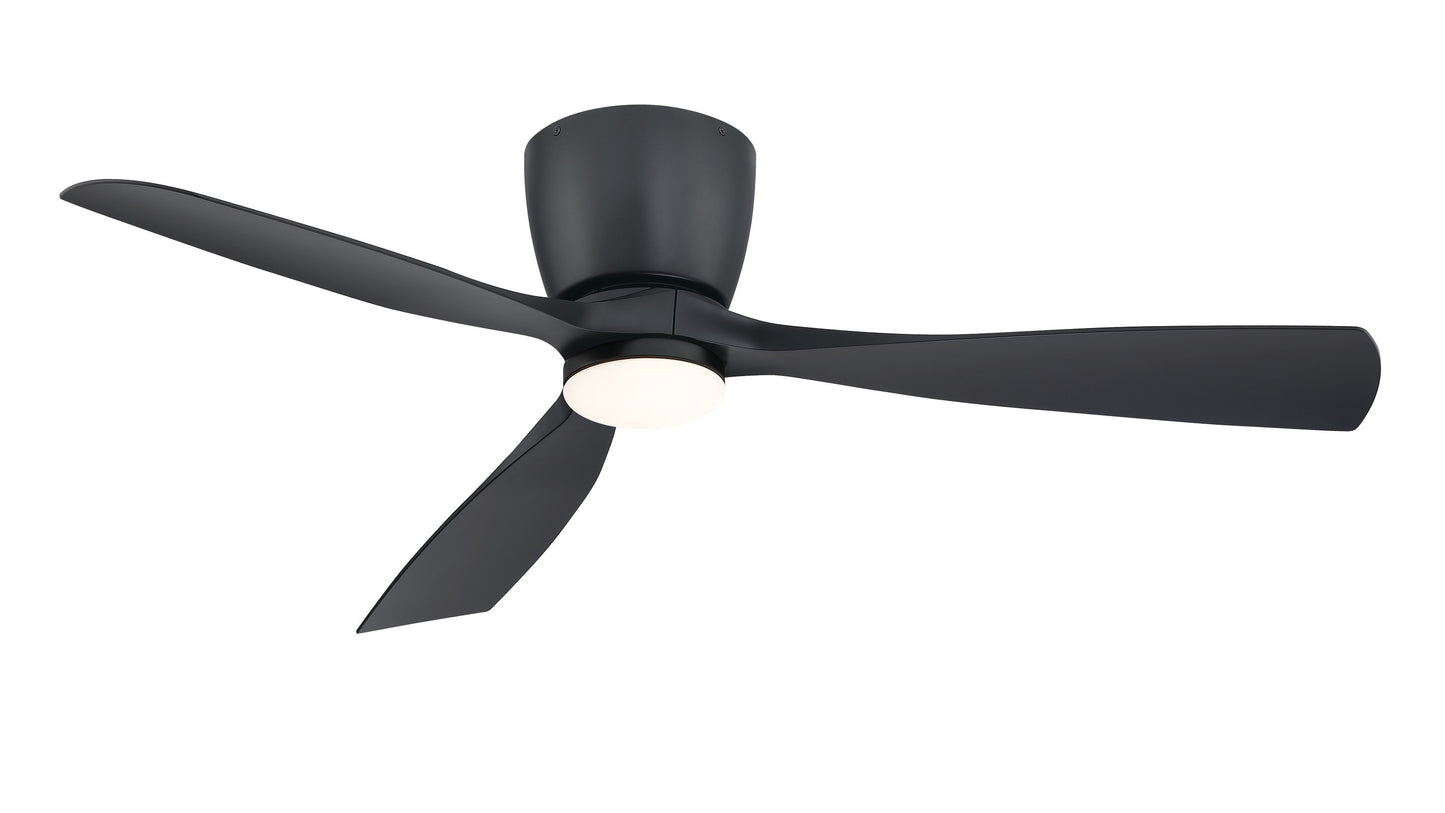 Fanimation Klinch 52-in Integrated LED Outdoor Flush Mount Black with Black Blades Propeller Ceiling Fan With Light - Remote Included ( 3 -Blade ) 5326249
