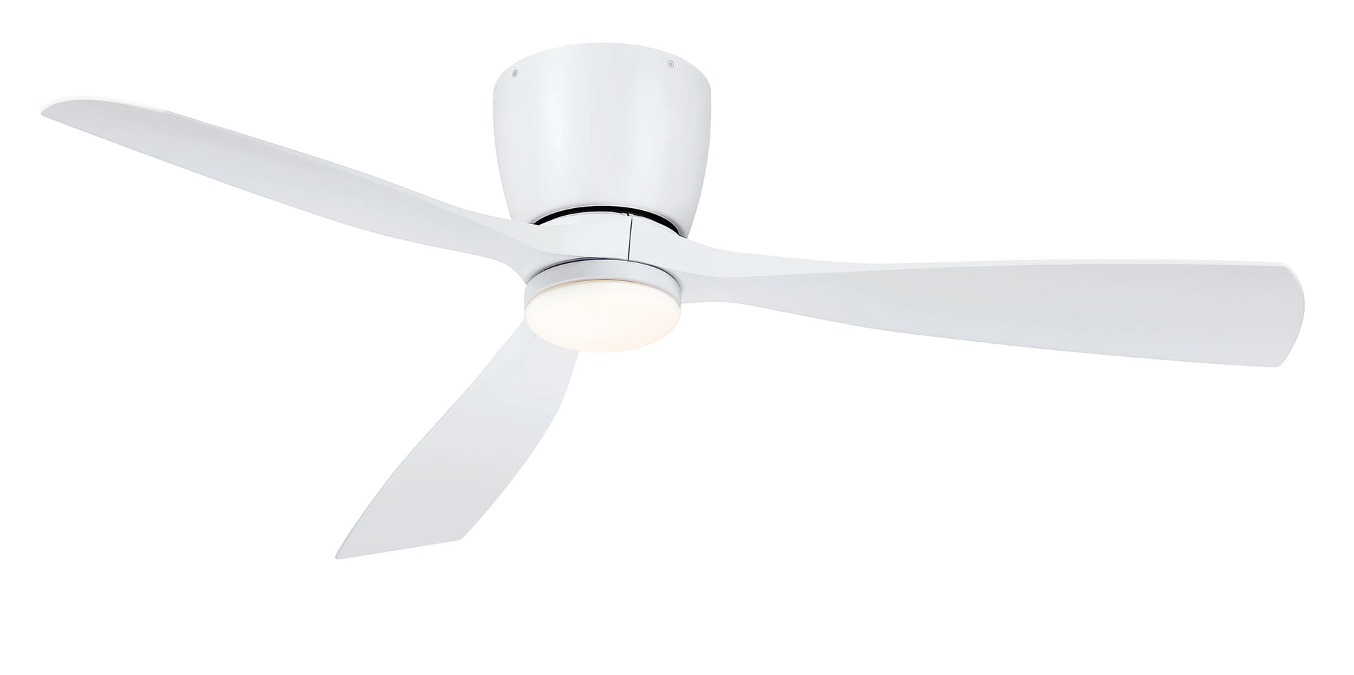 Fanimation Klinch 52-in Integrated LED Outdoor Flush Mount Matte White with Matte White Blades Propeller Ceiling Fan With Light - Remote Included ( 3 -Blade ) 5326243
