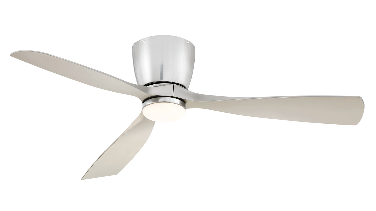 Fanimation Klinch 52-in Integrated LED Outdoor Flush Mount Brushed Nickel with Brushed Nickel Blades Propeller Ceiling Fan With Light - Remote Included ( 3 -Blade ) 5326262