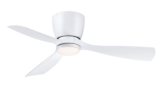 Fanimation Klinch 44-in Integrated LED Outdoor Flush Mount Matte White with Matte White Blades Propeller Ceiling Fan With Light - Remote Included ( 3 -Blade ) 5326260