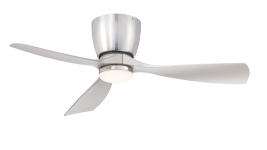 Fanimation Klinch 44-in Integrated LED Outdoor Flush Mount Brushed Nickel with Brushed Nickel Blades Propeller Ceiling Fan With Light - Remote Included ( 3 -Blade ) 5326244