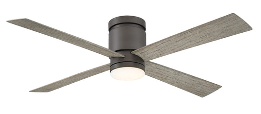 Fanimation Kwartet 52-in Color-Changing Integrated LED Outdoor Flush Mount Matte Greige with Weathered Wood Blades Ceiling Fan With Light - Remote Included ( 4 -Blade ) 5326986