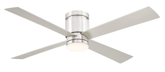 Fanimation Kwartet 52-in Color-Changing Integrated LED Outdoor Flush Mount Brushed Nickel with Brushed Nickel Blades Ceiling Fan With Light - Remote Included ( 4 -Blade ) 5326967