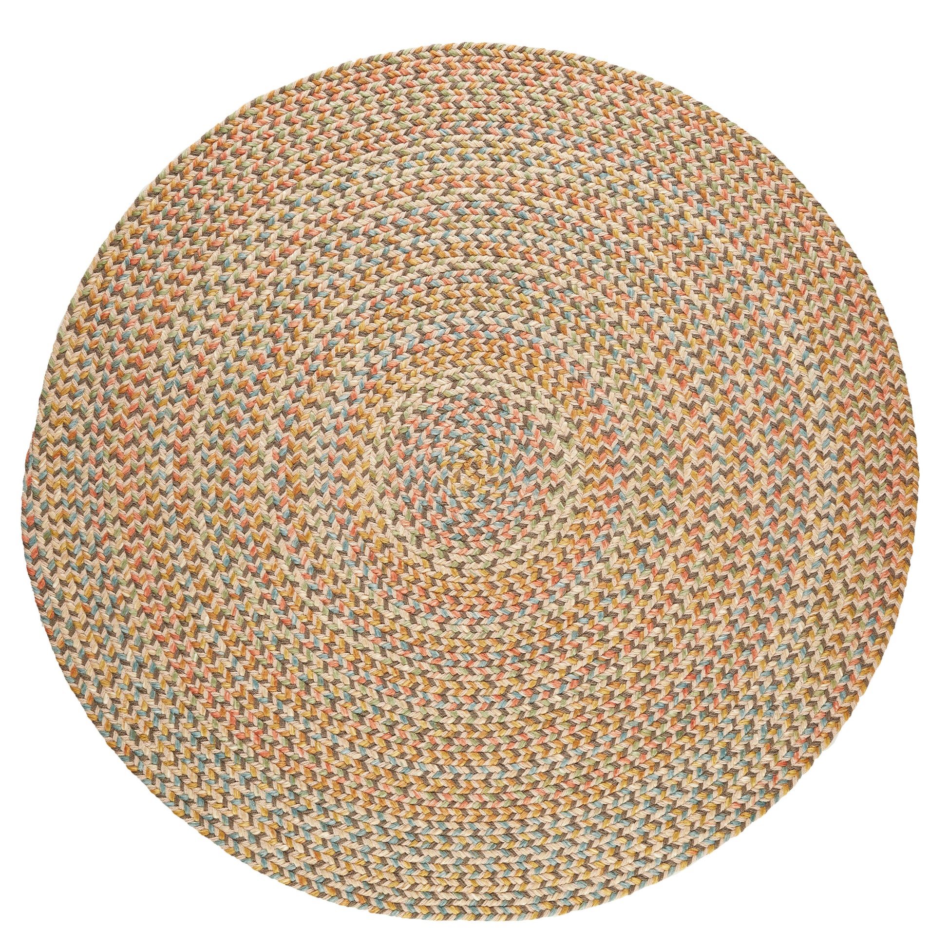 Rhody Rug 8 x 8 (ft) Braided Earth Beige Round Indoor/Outdoor Geometric Area rug