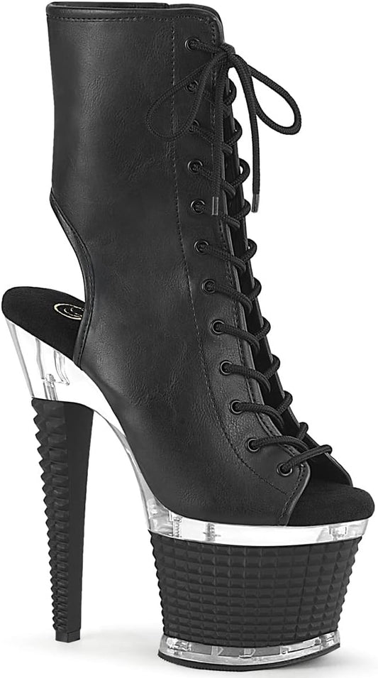 Spectator-1016 Black Faux Leather/Clear / 9