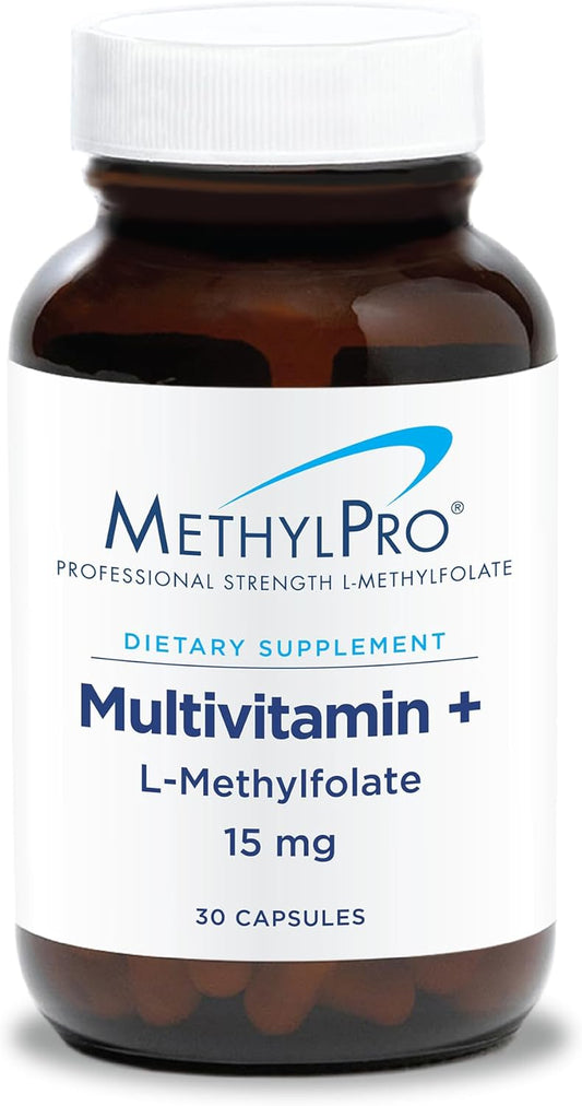 MethylPro Multivitamin + 15 mg Methylfolate - Iron Free Multivitamin for Women & Men with Vitamin A, C, Minerals, Methylated B Complex, Multi Vitamin Without Iron - 30 Capsules