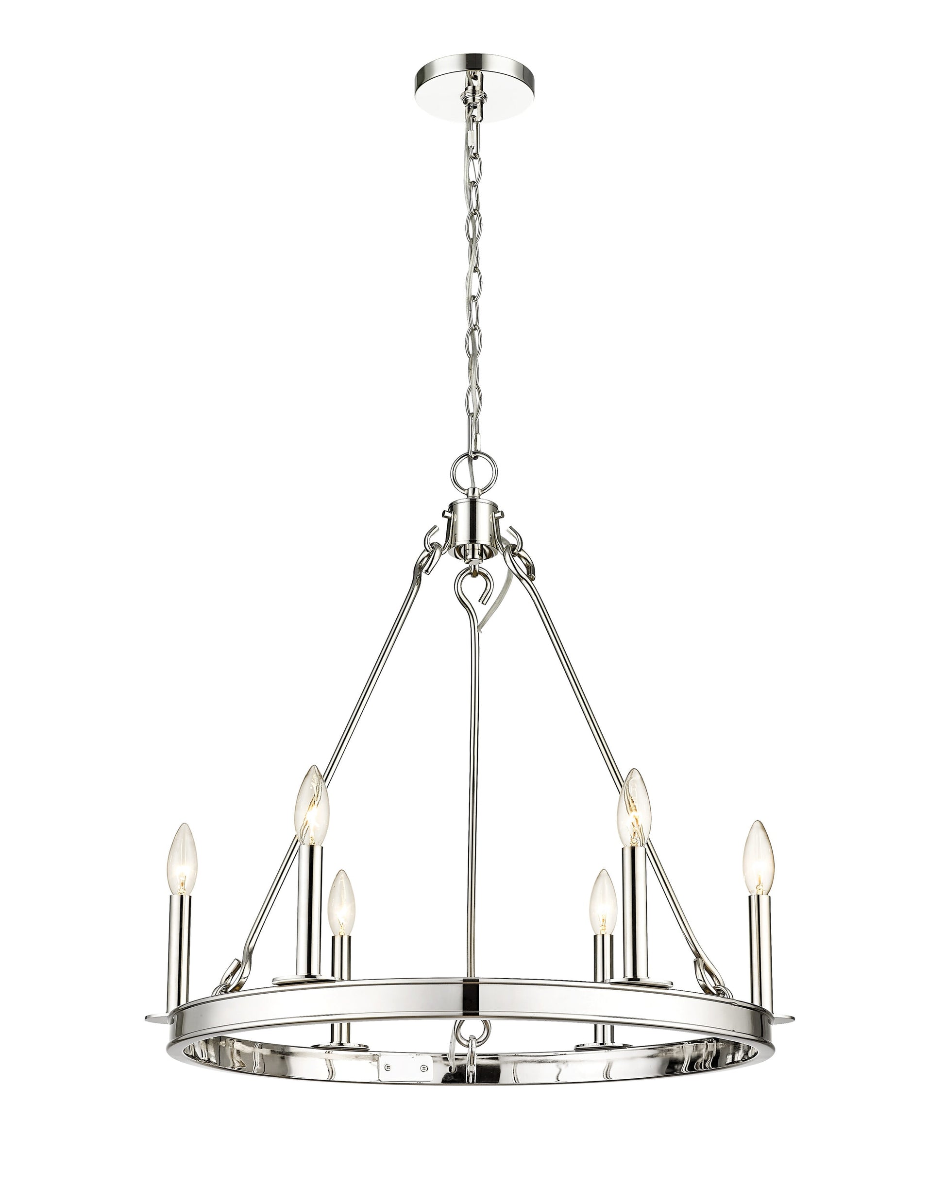 Z-Lite Barclay 6 -Light Polished Nickel Transitional For Use in Bedrooms, Dining Rooms, Foyers, Kitchens, Living Rooms Chandelier