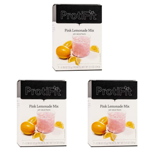 High Protein Pink Lemonade Fruit Drink 3 Pack, 15g Protein, Low Calorie, Sugar Free, Ideal Protein Compatible, 7 Servings Per Box, (3 Pack)