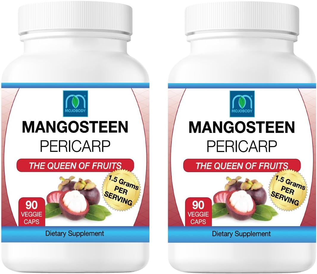 MOJObody Freeze Dried Mangosteen Pericarp Capsules 2PK, 1.5 Grams per Serving, 90 Veggie Capsules per Bottle, Xanthone Rich