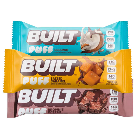 Puff Bars Protein Plus Collagen | 9 pack | 3 Flavors | Brownie Batter | Salted Caramel | Coconut | 17g Protein Bar
