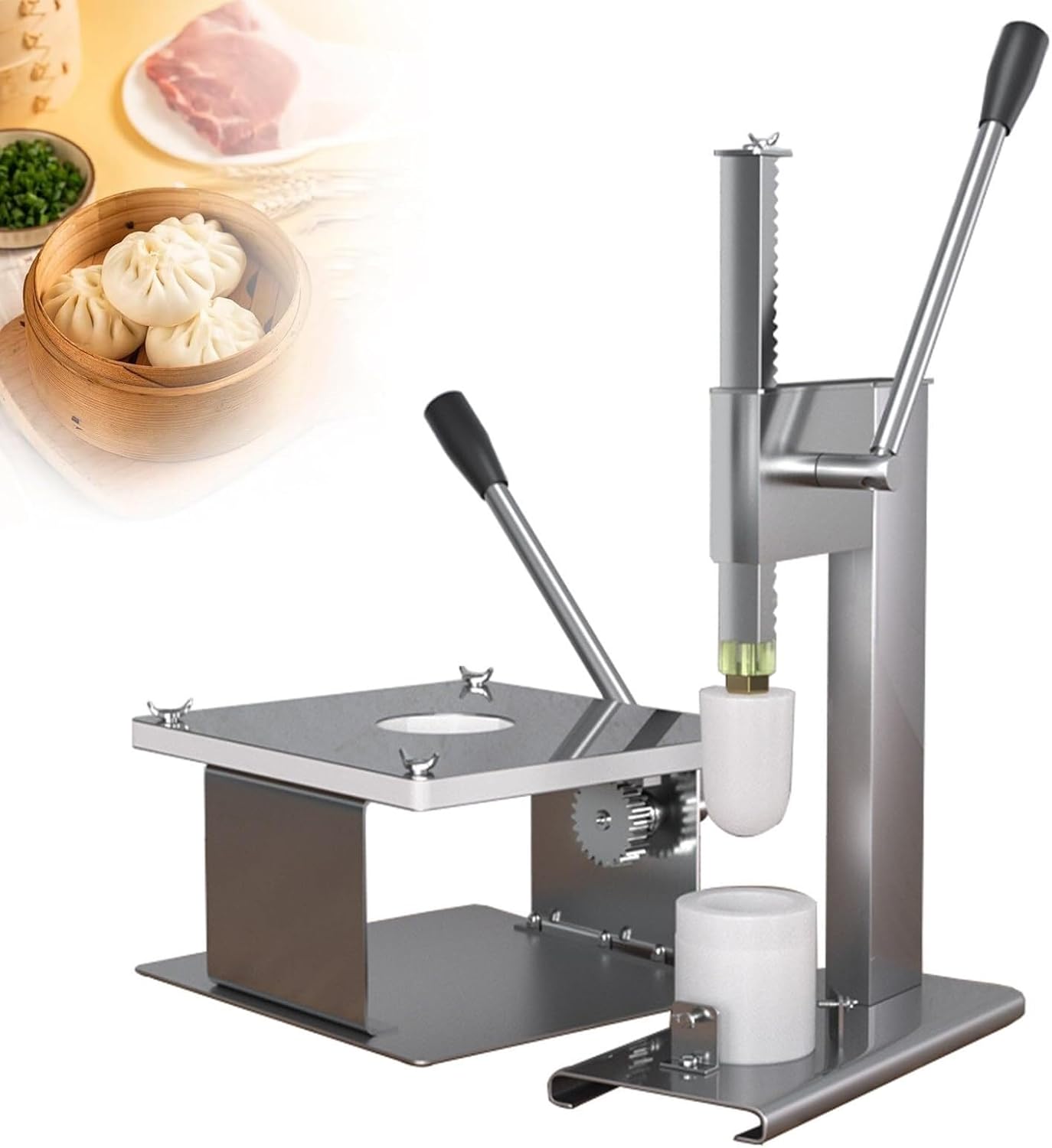 Baozi Maker, Manual Chinese Bun Making Machine, for Cooking Delicious Baozi,Baozi Maker with Dough Press Machine, Closing Machine and Molds(M)