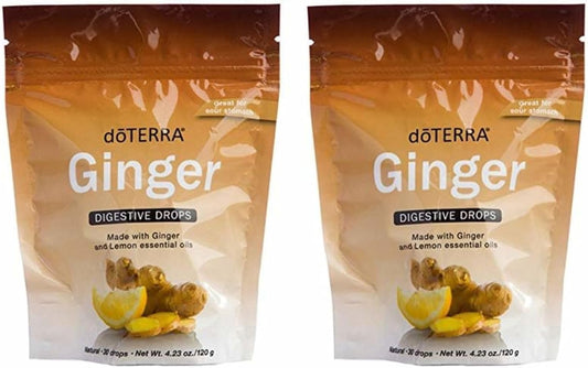 doTERRA Ginger Throat Digestive Drops 30 Count Bag (2 Pack)