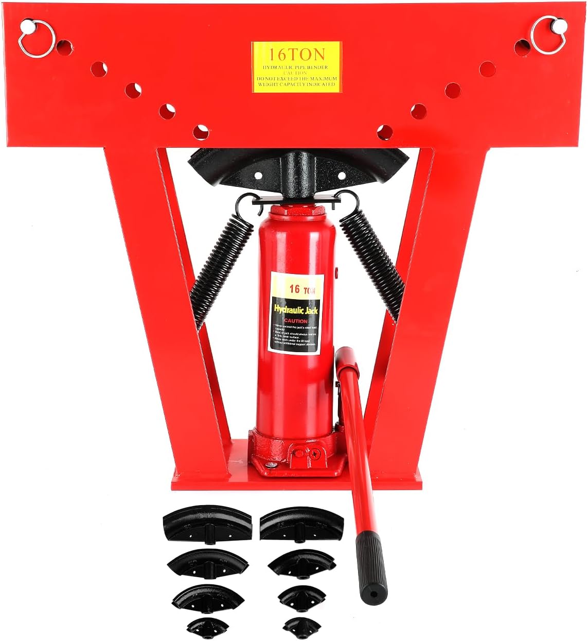 FAHKNS Hydraulic Pipe Bender 1\/2 Inch Manual Copper Exhaust Bender Tool 8 Dies (1\/2,3\/4,1,1-1\/4,1-1\/2,2,2.5,3") 16 Ton Adjustable Rollers 90-180° Bending Steel Iron Metal Ratcheting Tube