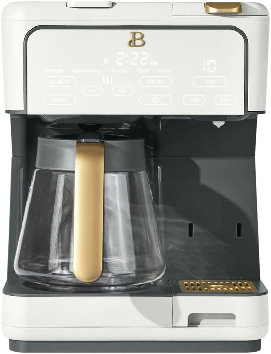 Beautiful Multi-Brew Coffee Maker by Drew-Multi Brew Coffee \u2013 12-Cup Carafe & Single Serve Pod Or Ground Coffee, Iced Coffee Mode, Programmable, Touch Display, Includes Filters (White Icing)