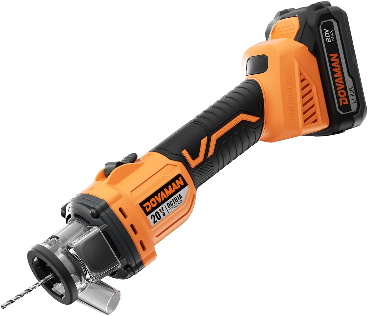 DOVAMAN 20V Max Brushless Drywall Cut-Out Tool, Up to 98% Dust Collection with Dust Shroud, 30,000 RPM, Adjustable Depth, Quick Bit Change, LED, Includes Battery, Fast Charger & Construction Bag