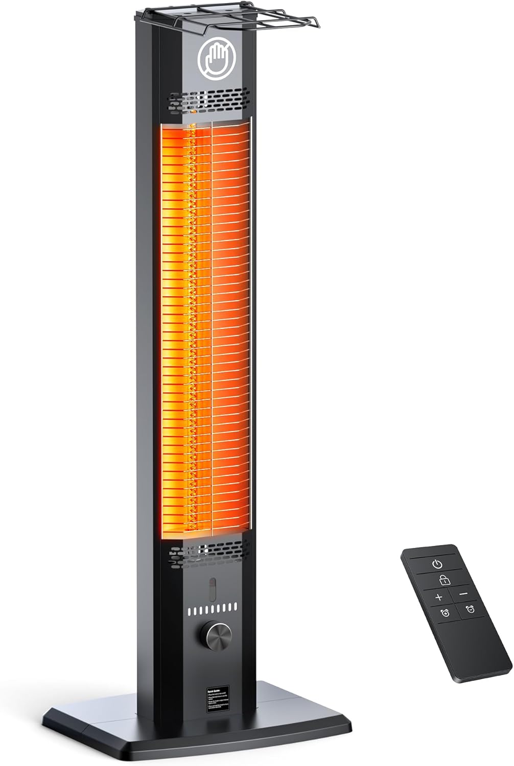 AIRTHRYL 42 INCH Patio Heater, 1500W Outdoor Heater, 9 Heat Levels & 9 Hour Timer, 1S Instant Heat, Infrared Heater with Child Safety Lock, IP65 Waterproof, Tip-Over for Outdoor Indoor Use, Black