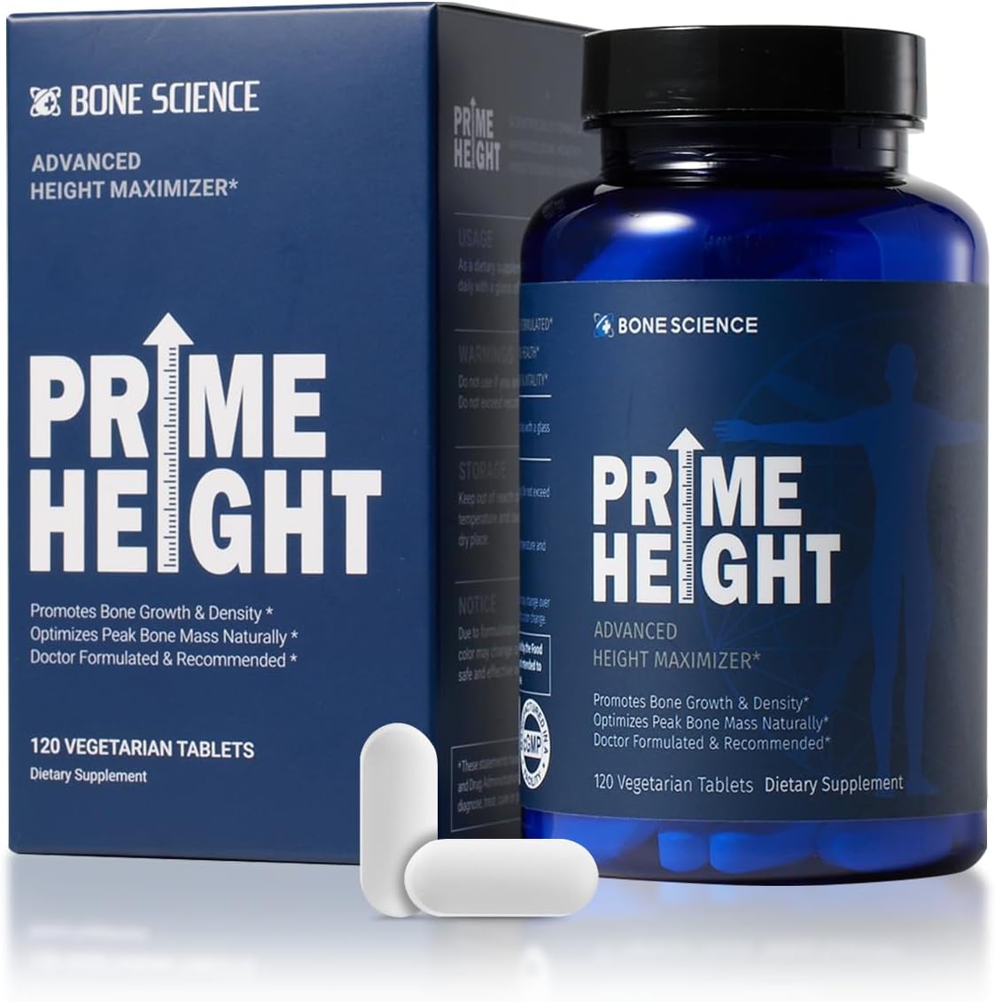 Prime Height Bone & Joint Formula - Natural Health Supplement for Kids, Teens & Adults, Energy & Immune Support, Vegan, Non-GMO - 120 Tablets