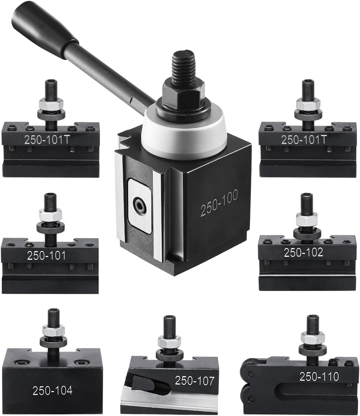 VEVOR Quick Change Tool Post Set, 8 Pcs, Includes Lathe Tool Holders, Tool Post with Turning Tool Holder Accessories, Fit for Mini Lathe & Metal Lathe 6"-12" Swing, Durable Steel Material