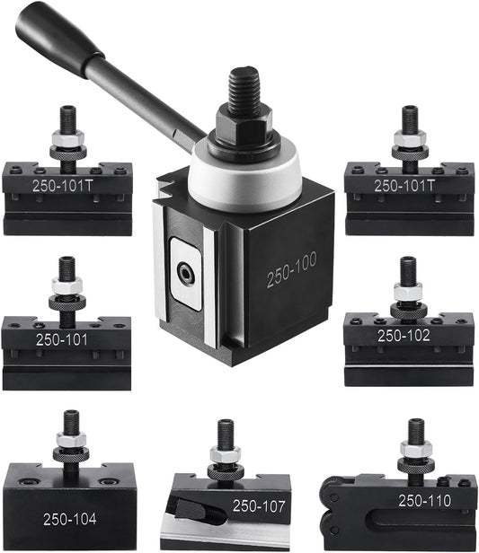 VEVOR Quick Change Tool Post Set, 8 Pcs, Includes Lathe Tool Holders, Tool Post with Turning Tool Holder Accessories, Fit for Mini Lathe & Metal Lathe 6"-12" Swing, Durable Steel Material