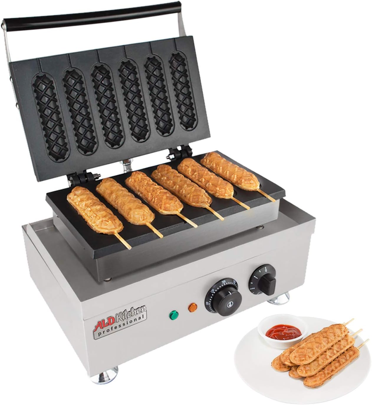 ALDKitchen Waffle on a Stick Maker 110V | Commercial Use Waffle Maker | Stainless Steel (4)