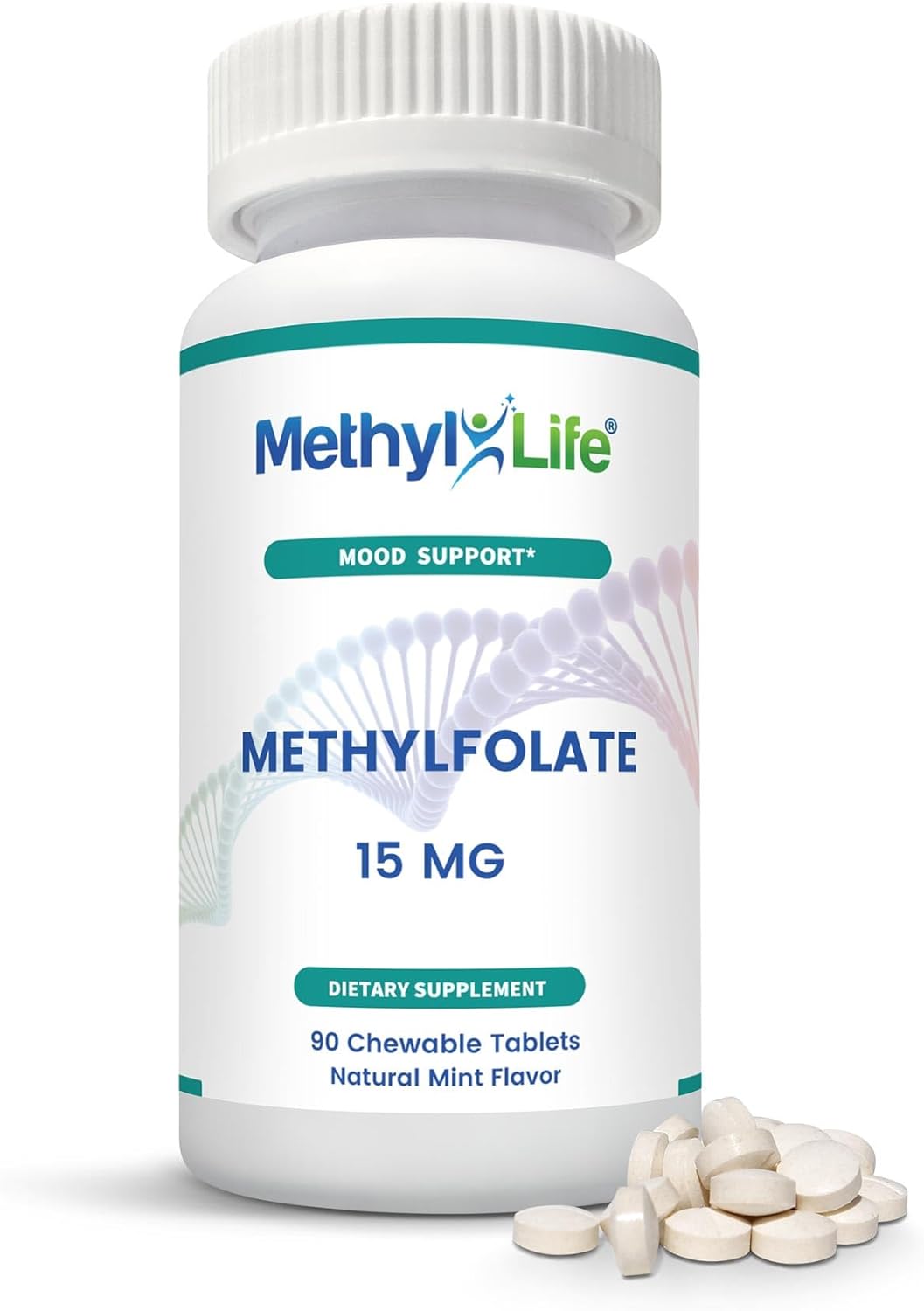 L-Methylfolate 15mg – L Methyl folate Supplement for Women & Men, Premium Cerebrofolate Formula (5-MTHF) – High Bioavailability Active Folate | 90 chewable Tablets 3 Months Supply Non-GMO, Gluten-Free