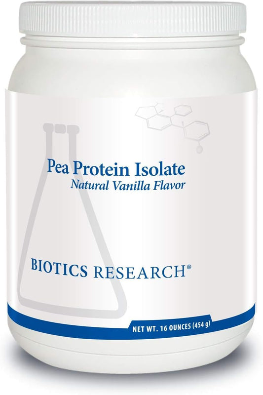 Biotics Research Pea Protein Isolate Natural Vanilla Flavored, Mixes Easily with Water or Juice, Premium Pea Protein, 21 gram Clean Protein per Serving 16 Ounces