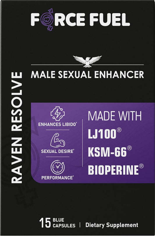 Sex Pills for Men – Last Longer in Bed and Enhance Erection Sensitivity – Includes Lab-Tested LJ100 Tongkat Ali, KSM-66 Ashwagandha & Bioperine – 15 Capsules for Men Aged 20-60 – Raven Resolve