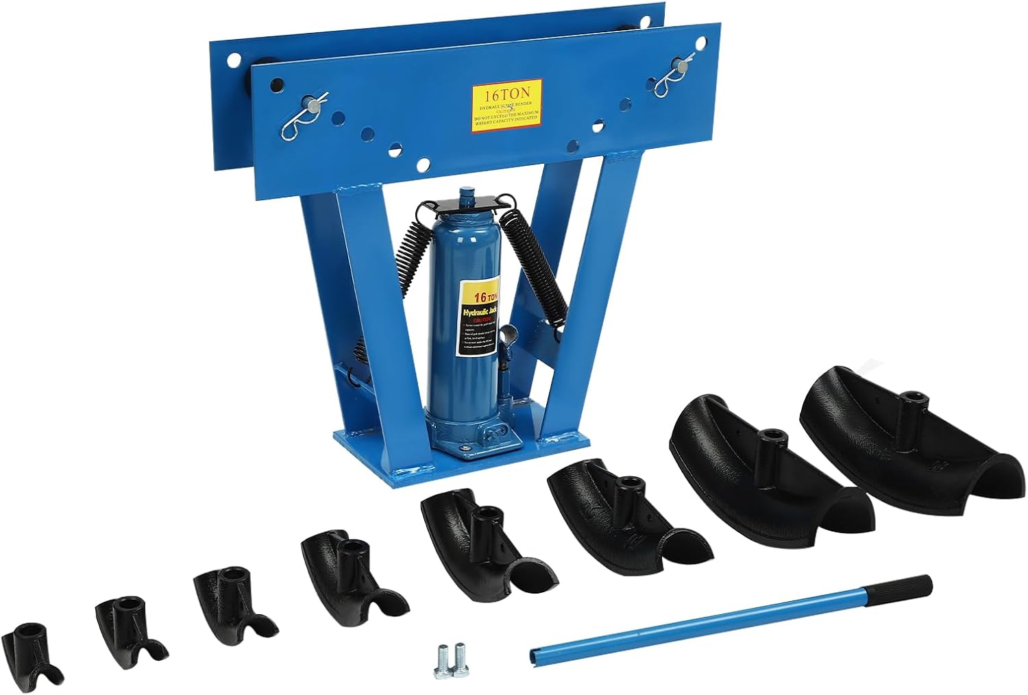 16 Ton Hydraulic Pipe Tube Bender, Manual Heavy-Duty Pipe Bending Machine Hydraulic Tubing Bender Tool with 8 Dies (1\/2", 3\/4", 1", 1-1\/4", 1-1\/12", 2", 2-1\/2", 3") (Blue)