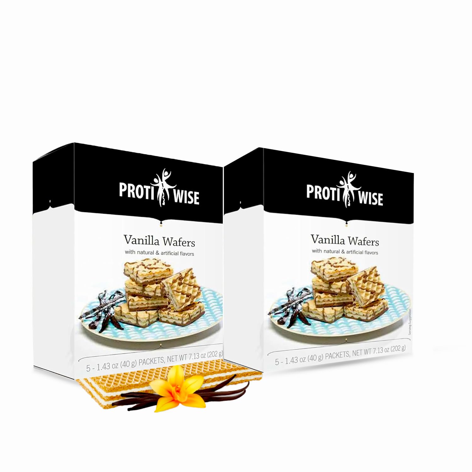 ProtiWise High Protein Wafers | Vanilla | 15g Protein Per Serving, Low Carb, Low Sugar, High Fiber Snack | Gluten-Free, Keto-Friendly Diet for Hunger Control & Weight Loss | Pack of 2 (5/Box)