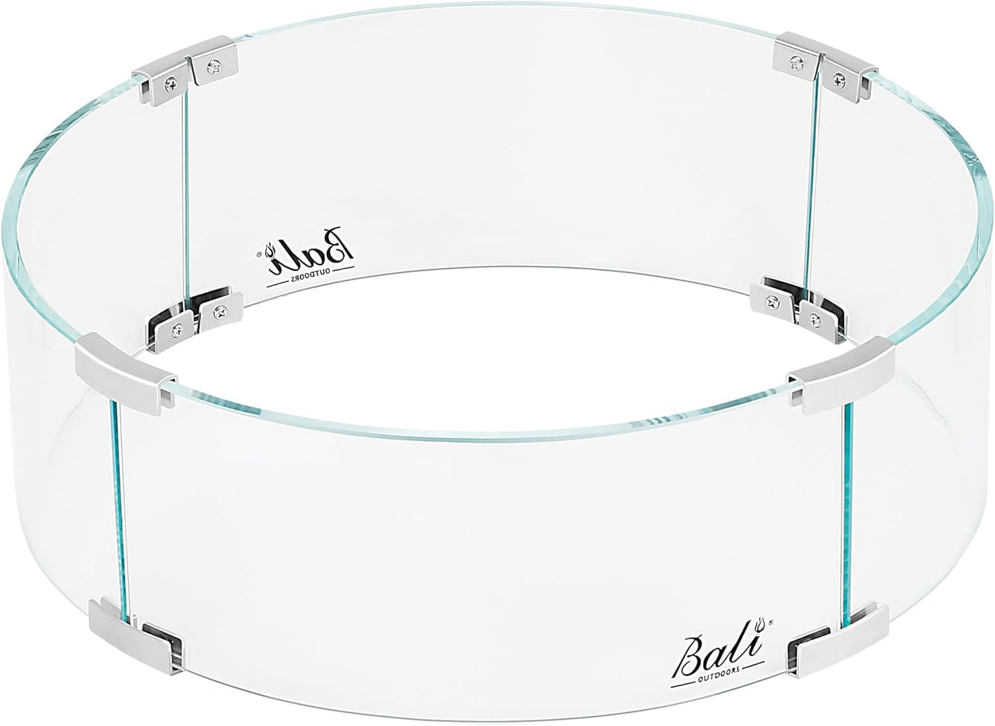 BALI OUTDOORS Fire Pit Wind Guard, 18.5 x 18.5 x6 Inch Clear Tempered Glass Flame Guard with Hard Aluminum Corner Brackets, Fits for Round Outdoor Fire Pit